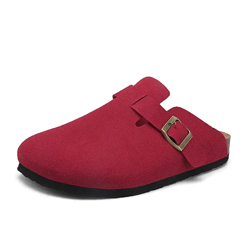 Sabot en cuir Suède Boston fermé | Rouge Profond