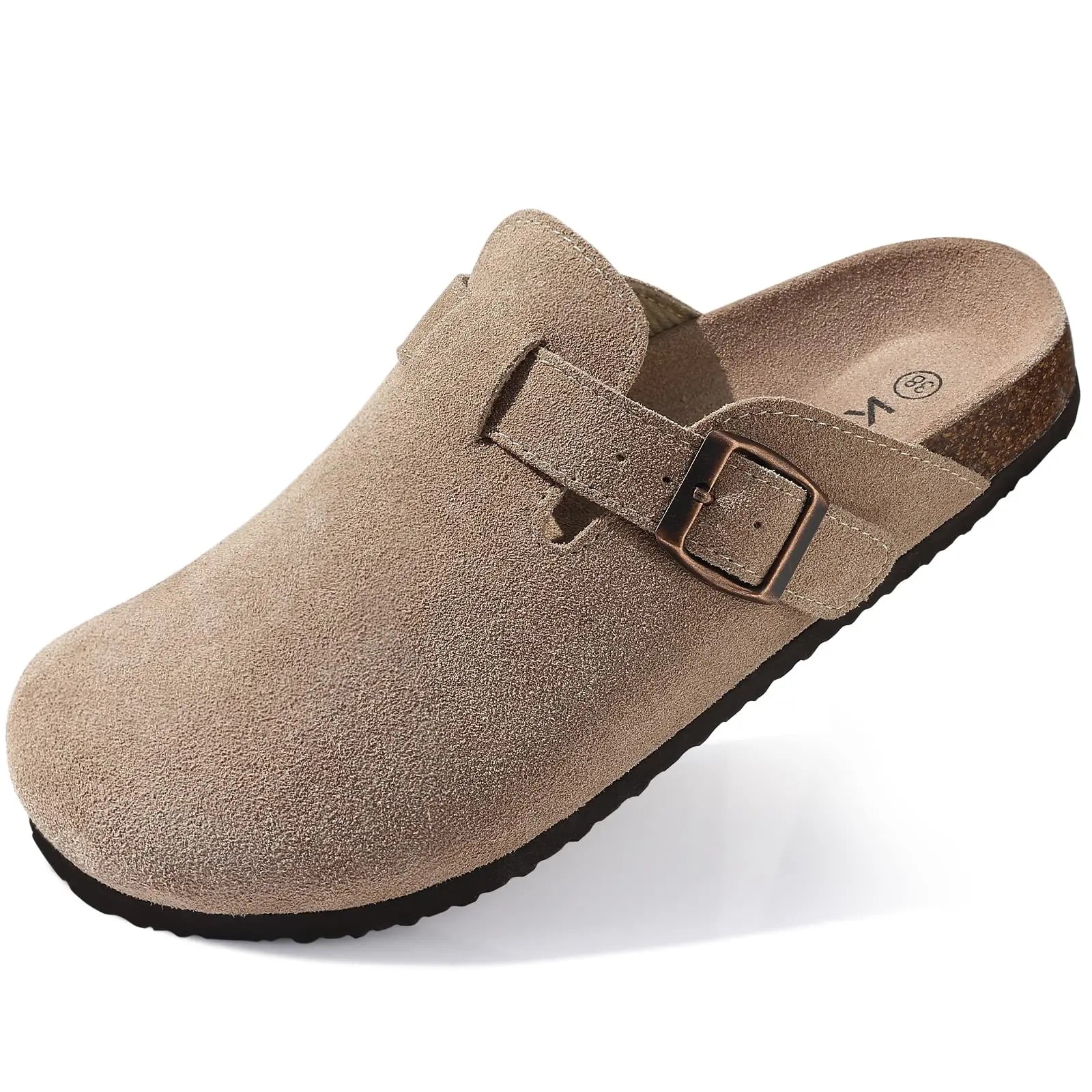 Sabot Suède fermé | beige abricot