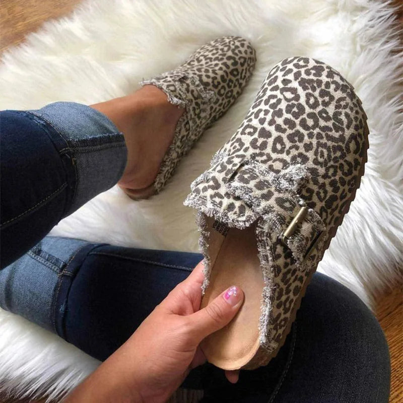Sabot pour femme Suède en cuir | Léopard
