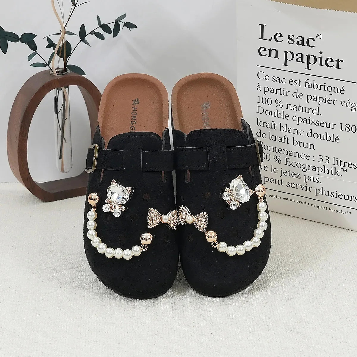 Sabot Suède pour femme en cuir | Noir Profond