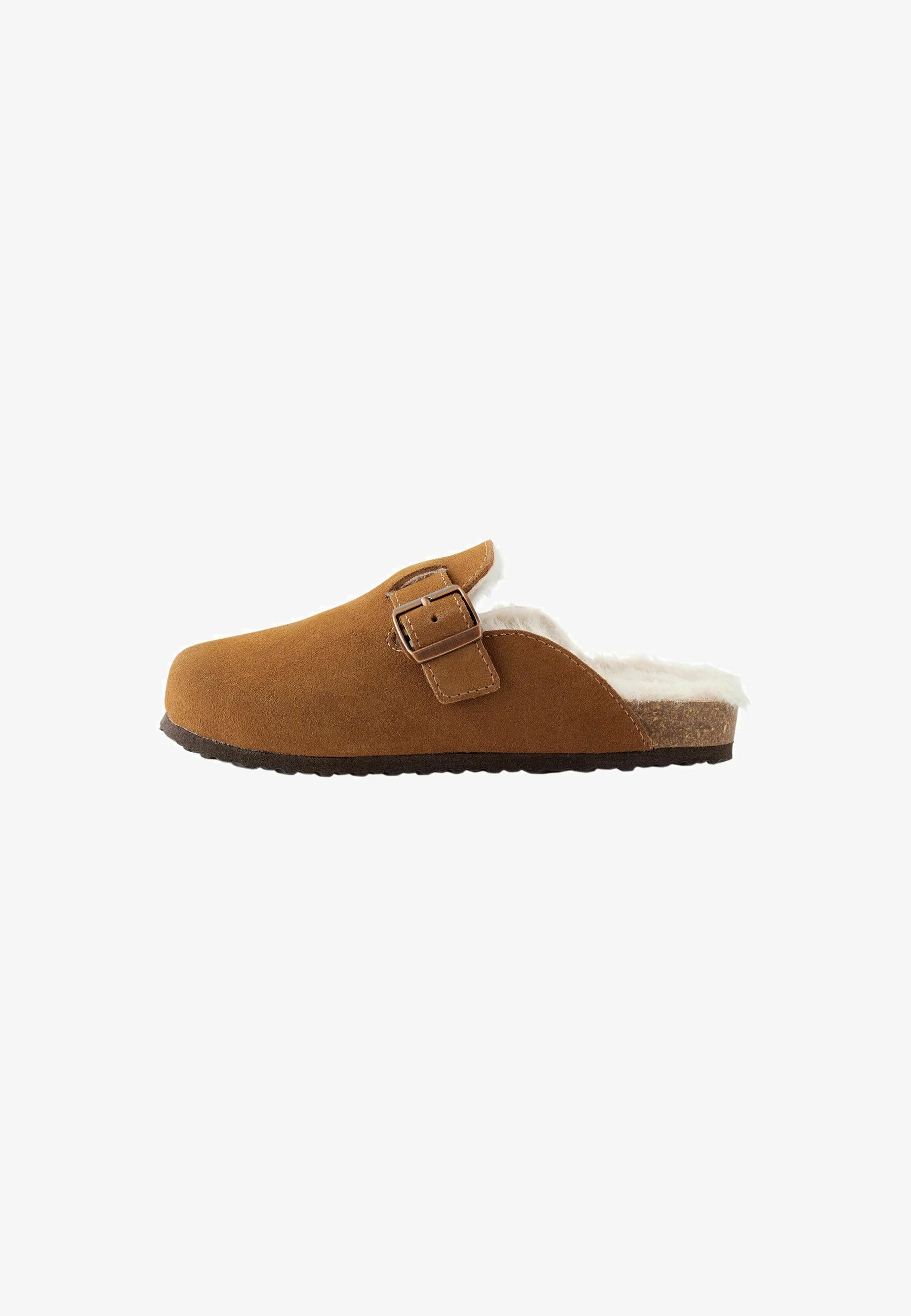 Sabot en cuir Suède Boston à Fourrure fermé | Terre d’Ombre