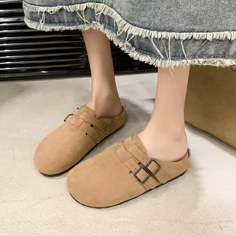Sabot en cuir Suède Boston double fermé | Chardon Doux
