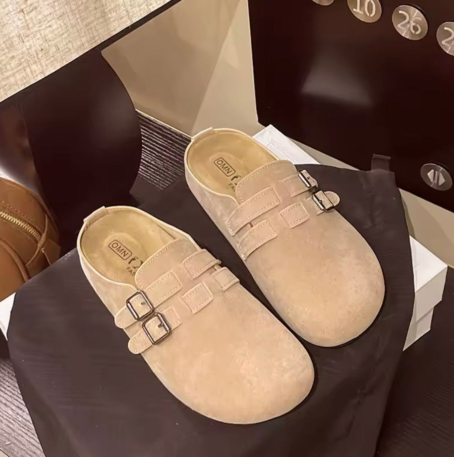 Sabot en cuir Suède Boston double fermé | Chardon Doux