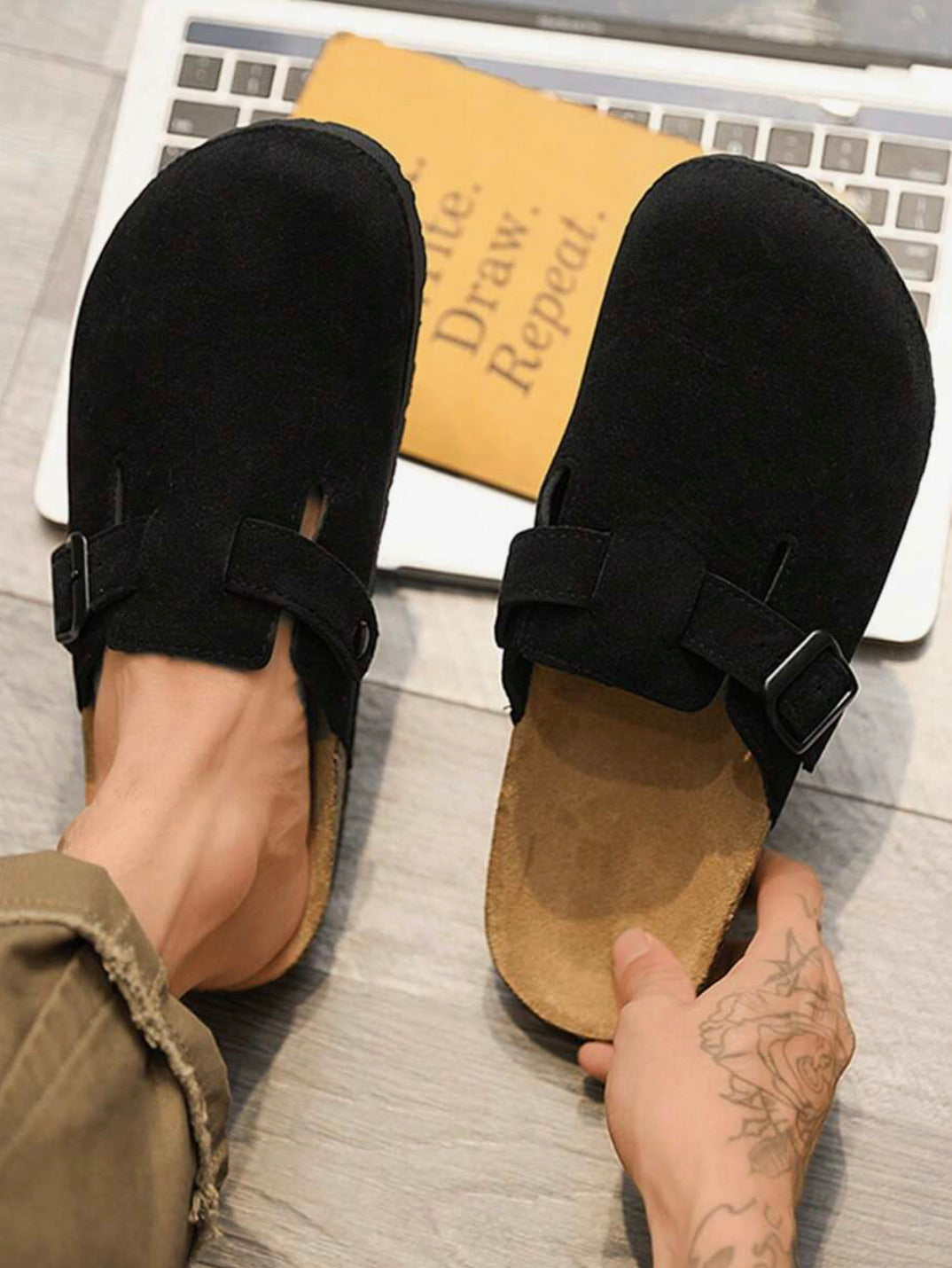 Sabot en cuir Suède Boston fermé | Belmont Ébène