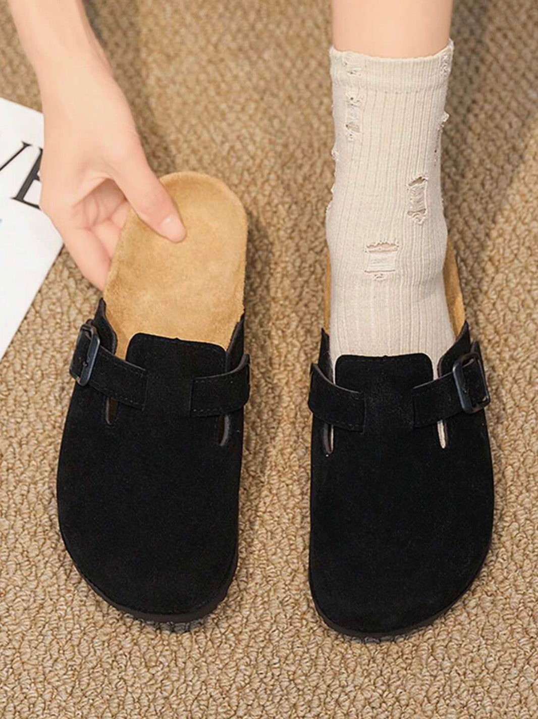 Sabot en cuir Suède Boston fermé | Belmont Ébène