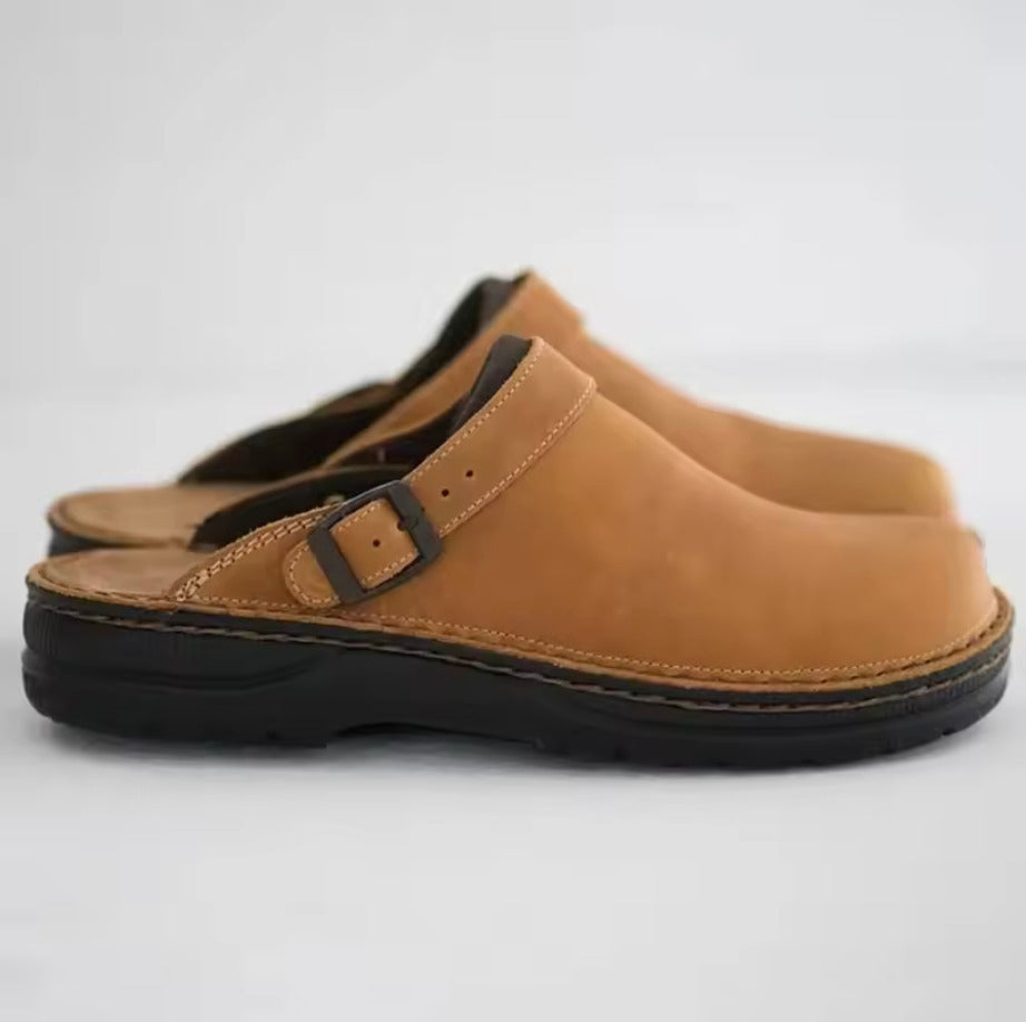 Sabot Suède en cuir | Khaki Ancien