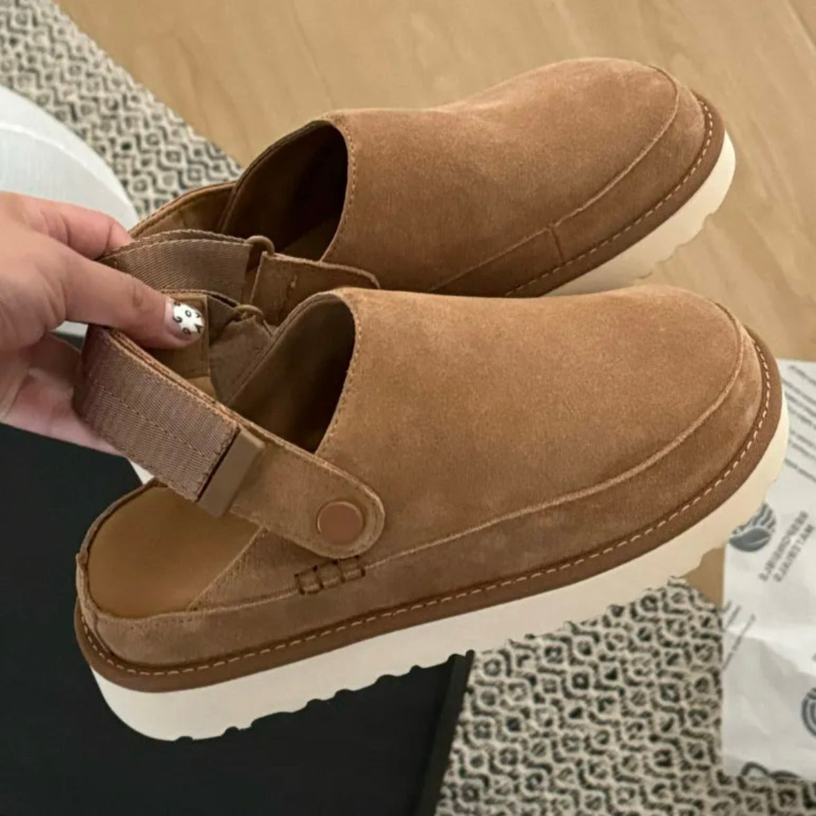 Sabot en cuir Suède Oslo Premium fermé | Cannelle Noble