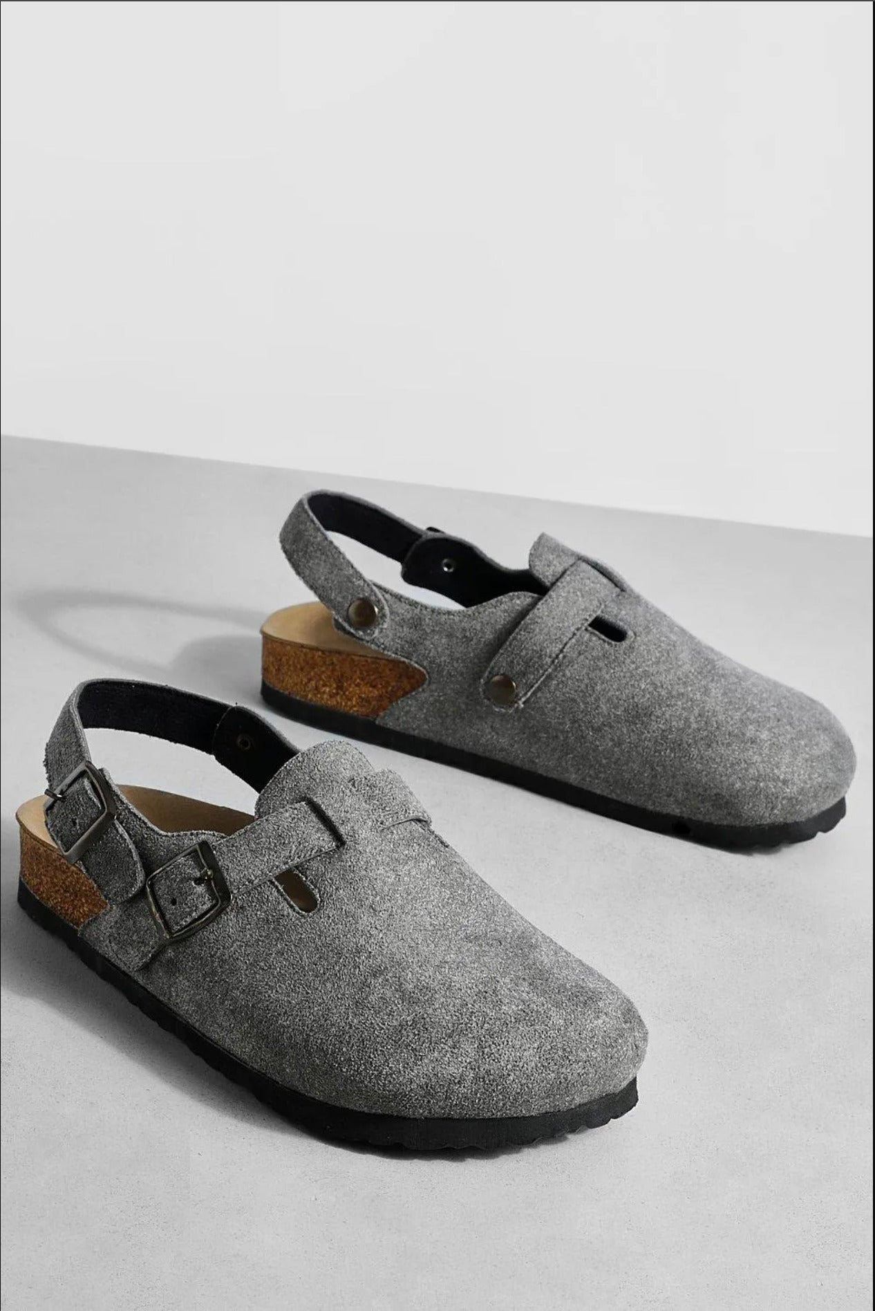 Sabot en cuir Suède Oslo fermé | Gris Taupe