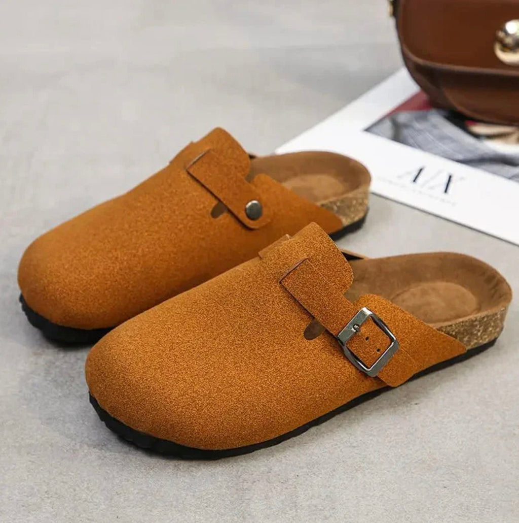 Sabot en cuir Suède Boston fermé | Belmont Ambre Brûlée