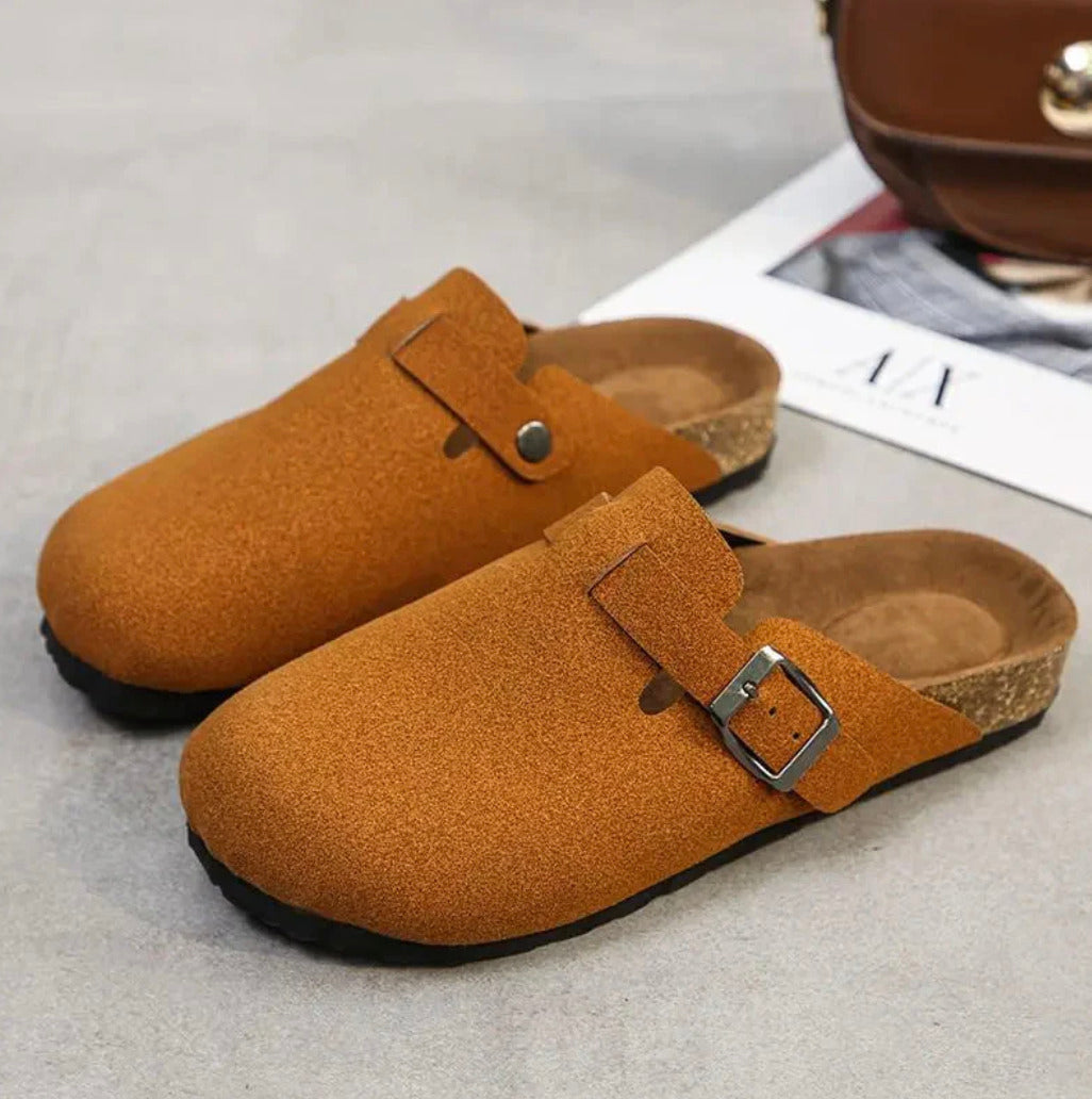 Sabot en cuir Suède Boston fermé | Belmont Ambre Brûlée