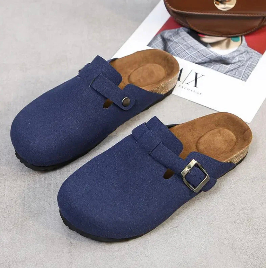 Sabot en cuir Suède Boston fermé | Belmont Bleu Nuit