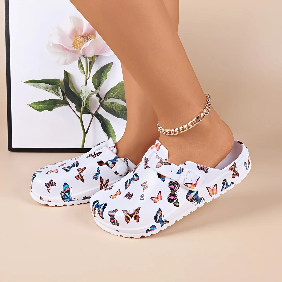 Sabot pour femme Suède en cuir | Papillon Blanc