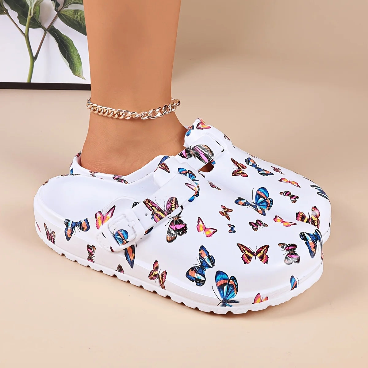 Sabot pour femme Suède en cuir | Papillon Blanc