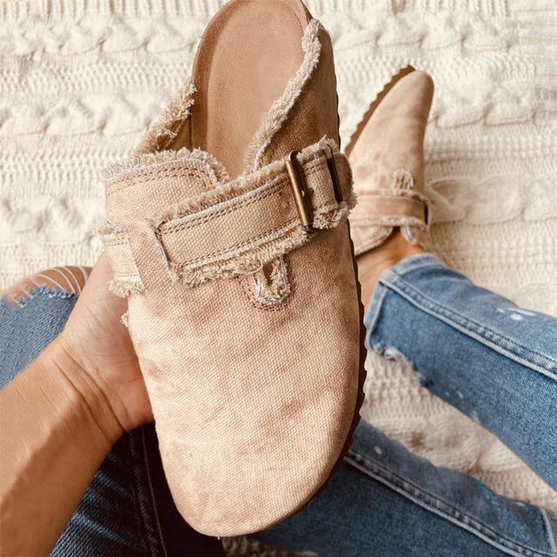 Sabot pour femme Suède en cuir | Beige Crème