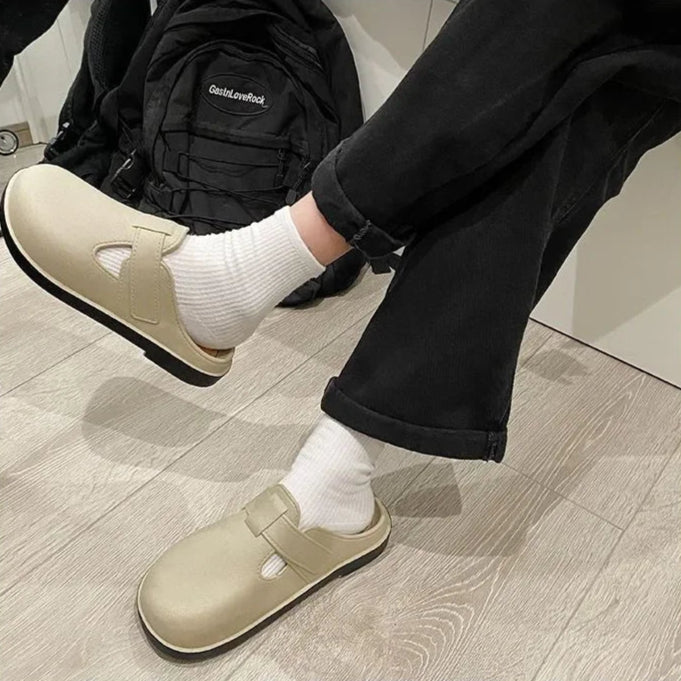 Sabot pour femme en cuir Suède Boston fermé | Gris