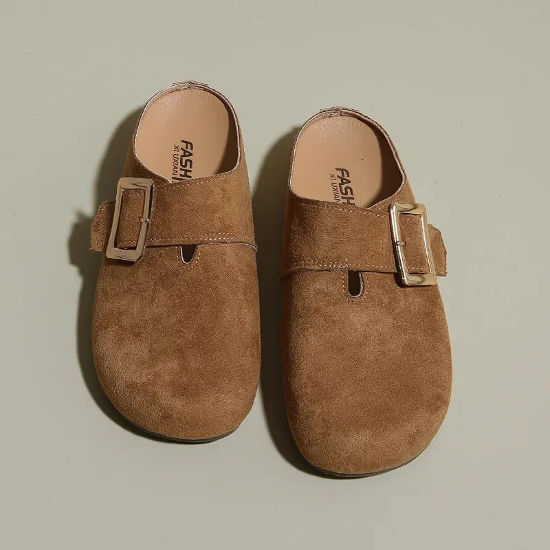 Sabot pour femme en cuir Suède Flint fermé | Marron