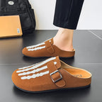Sabot Suède rayé en cuir | Marron