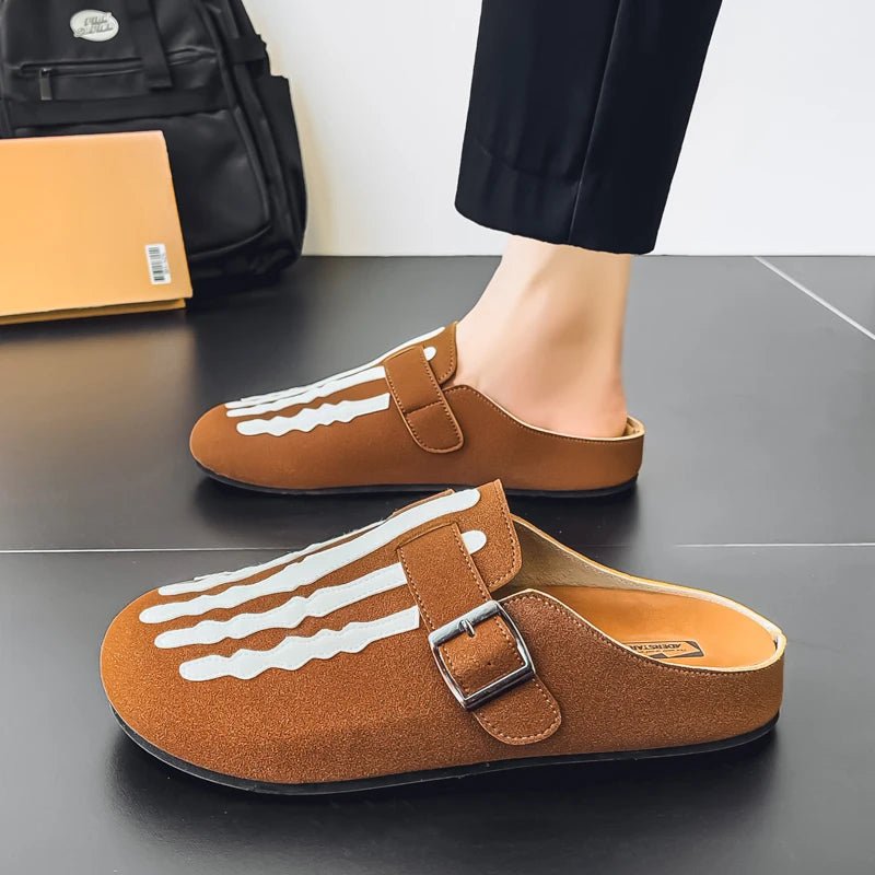 Sabot Suède rayé en cuir | Marron
