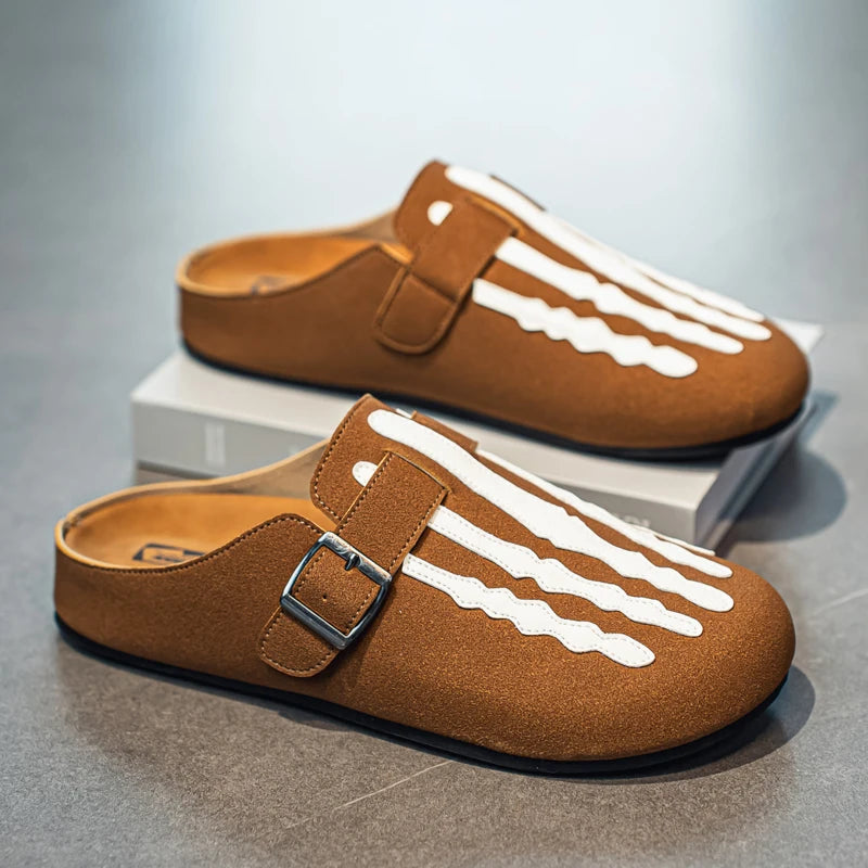 Sabot Suède rayé en cuir | Marron