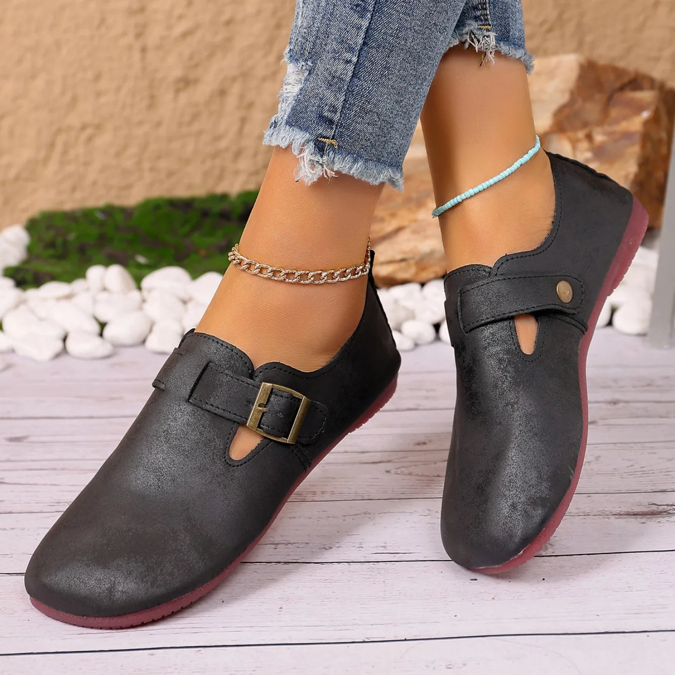 Sabot pour femme en cuir Suède Boston Lorne fermé | Noir Profond