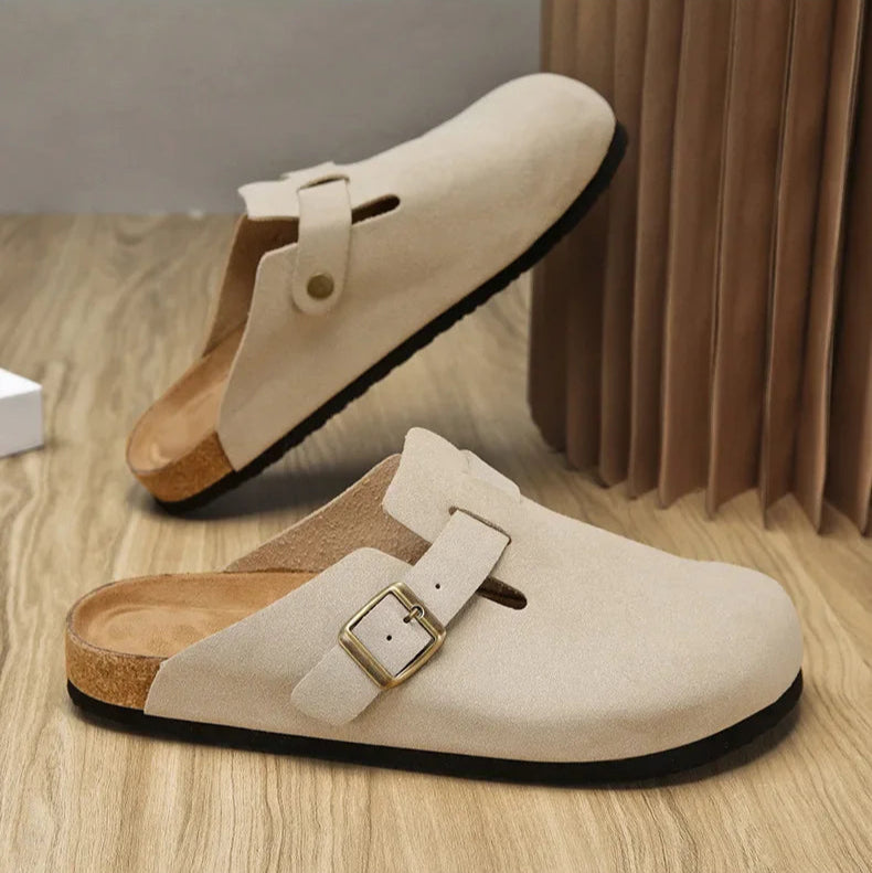 Sabot en cuir Suède Boston fermé | Khaki