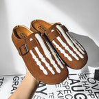 Sabot Suède rayé en cuir | Marron