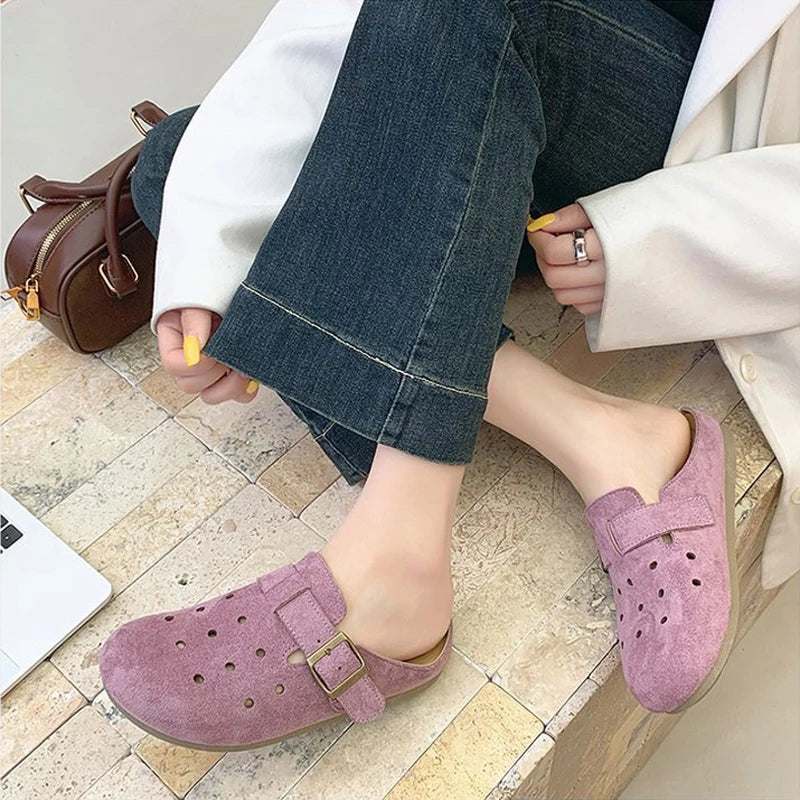Sabot Suède pour femme ouvert en cuir | Violet