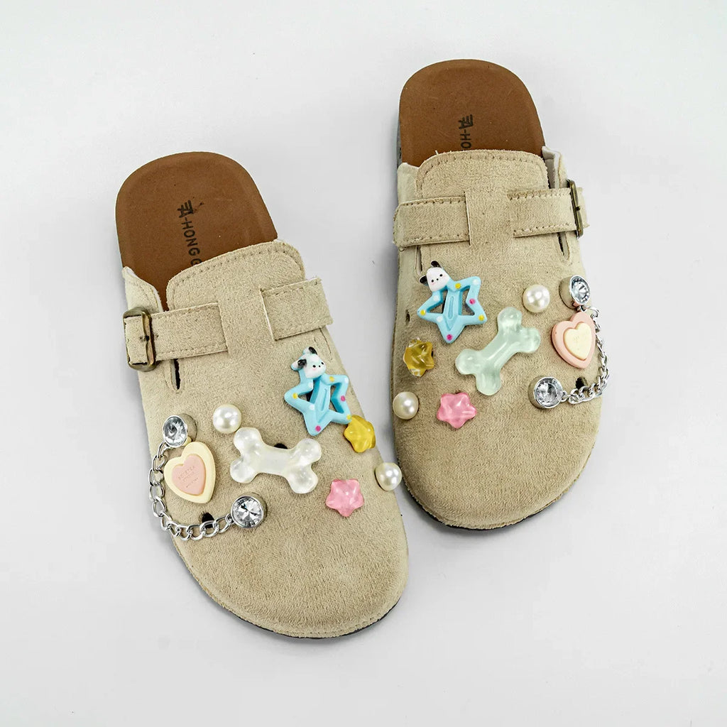 Sabot Suède pour femme en cuir | Beige Abricot