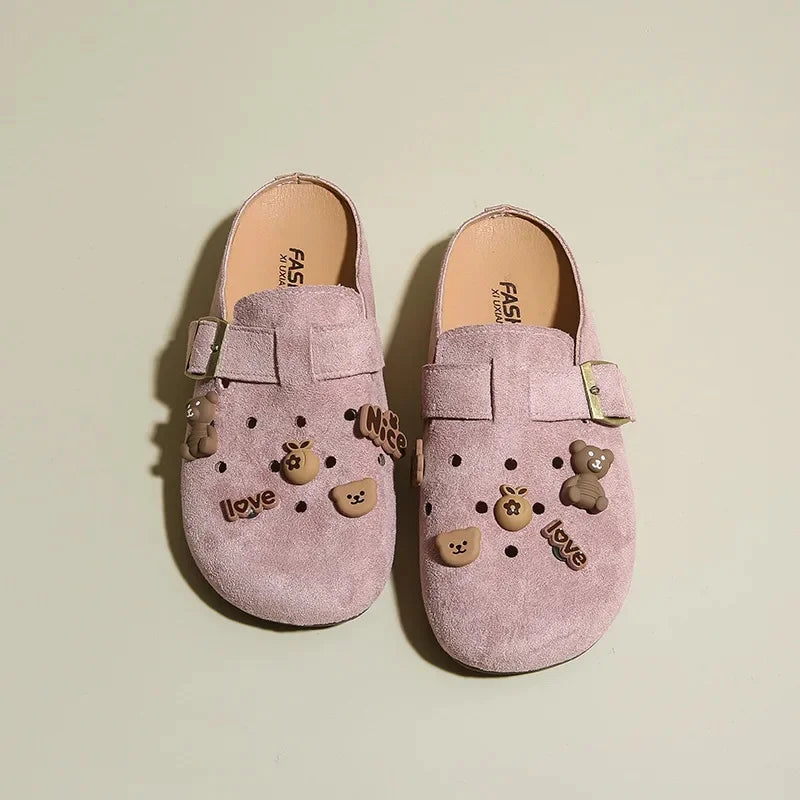 Sabot pour femme en cuir Suède Boston fermé | Rose