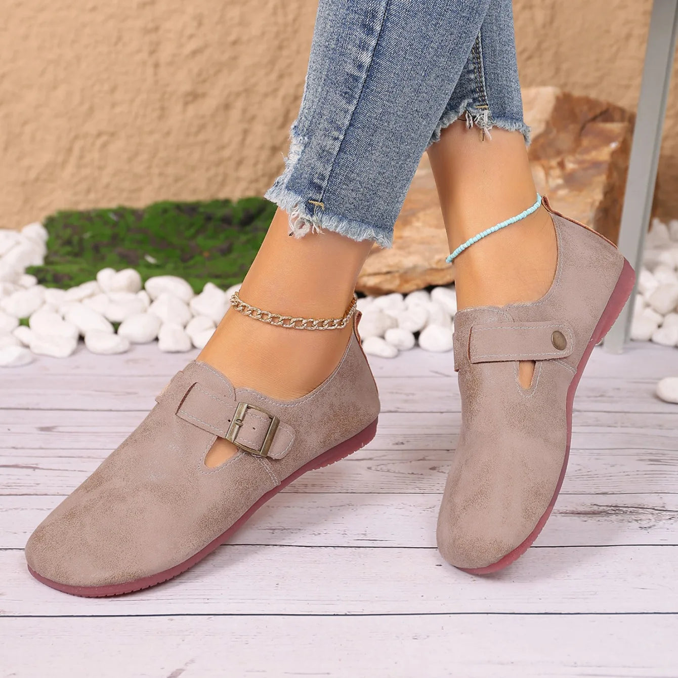 Sabot pour femme en cuir Suède Boston Lorne fermé | Khaki