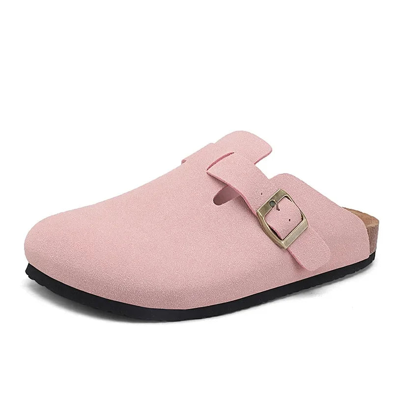 Sabot en cuir Suède Boston fermé | Rose Neutre