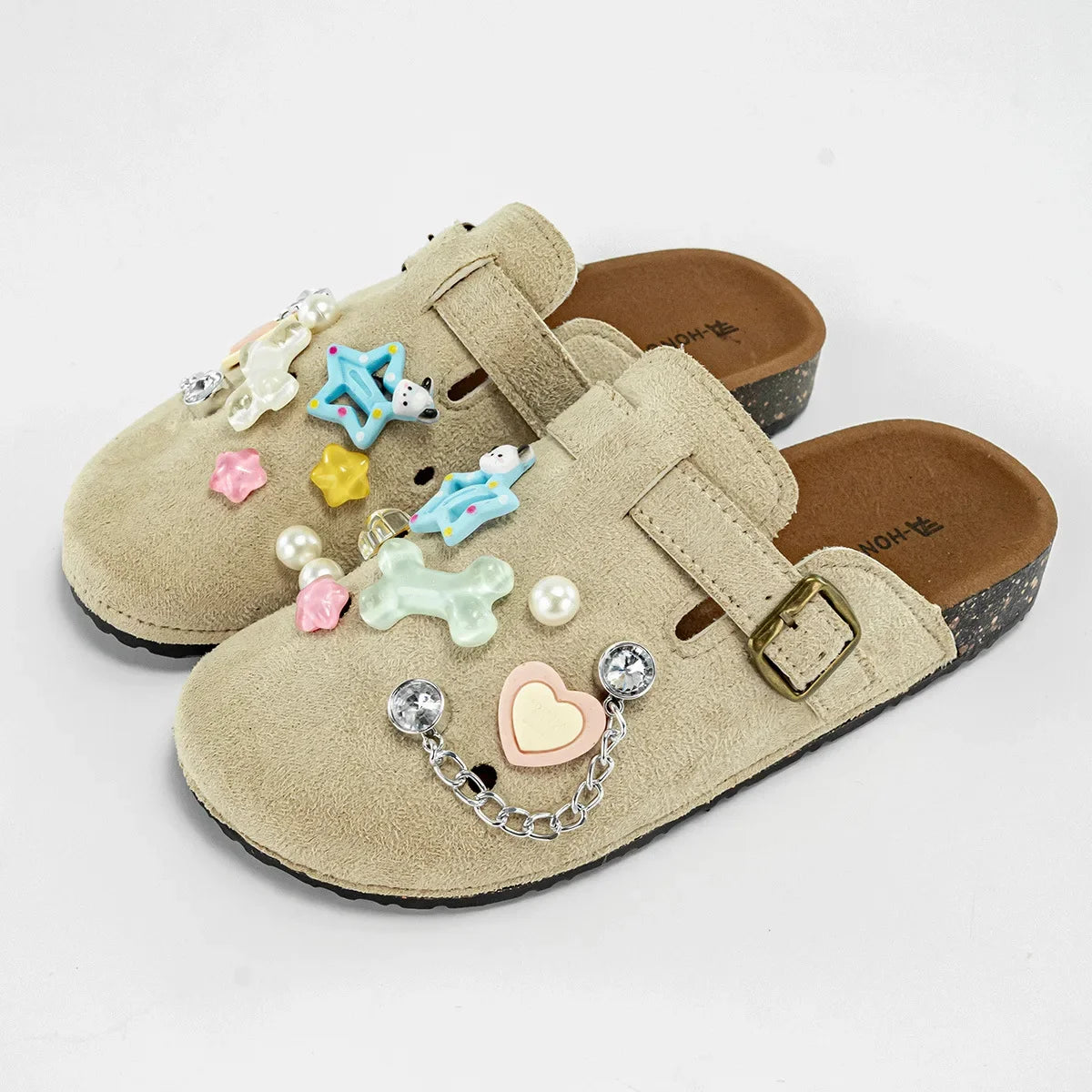 Sabot Suède pour femme en cuir | Beige Abricot