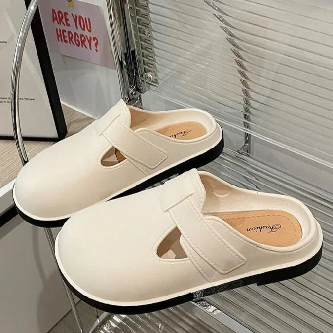 Sabot pour femme en cuir Suède Boston fermé | Blanc