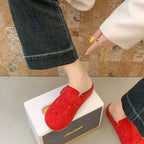 Sabot Suède pour femme ouvert en cuir | Rouge