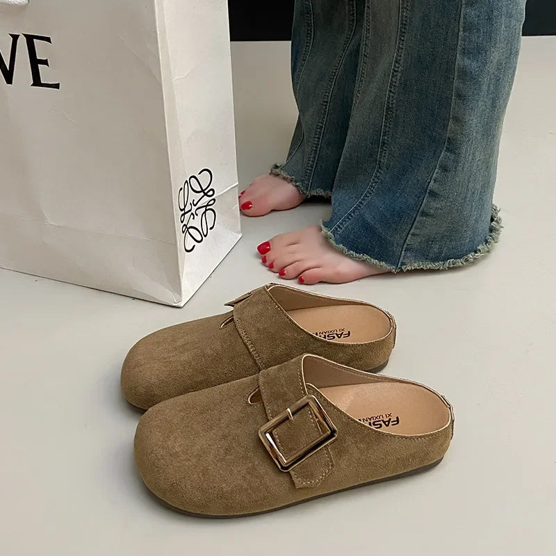 Sabot pour femme en cuir Suède Flint fermé | Marron