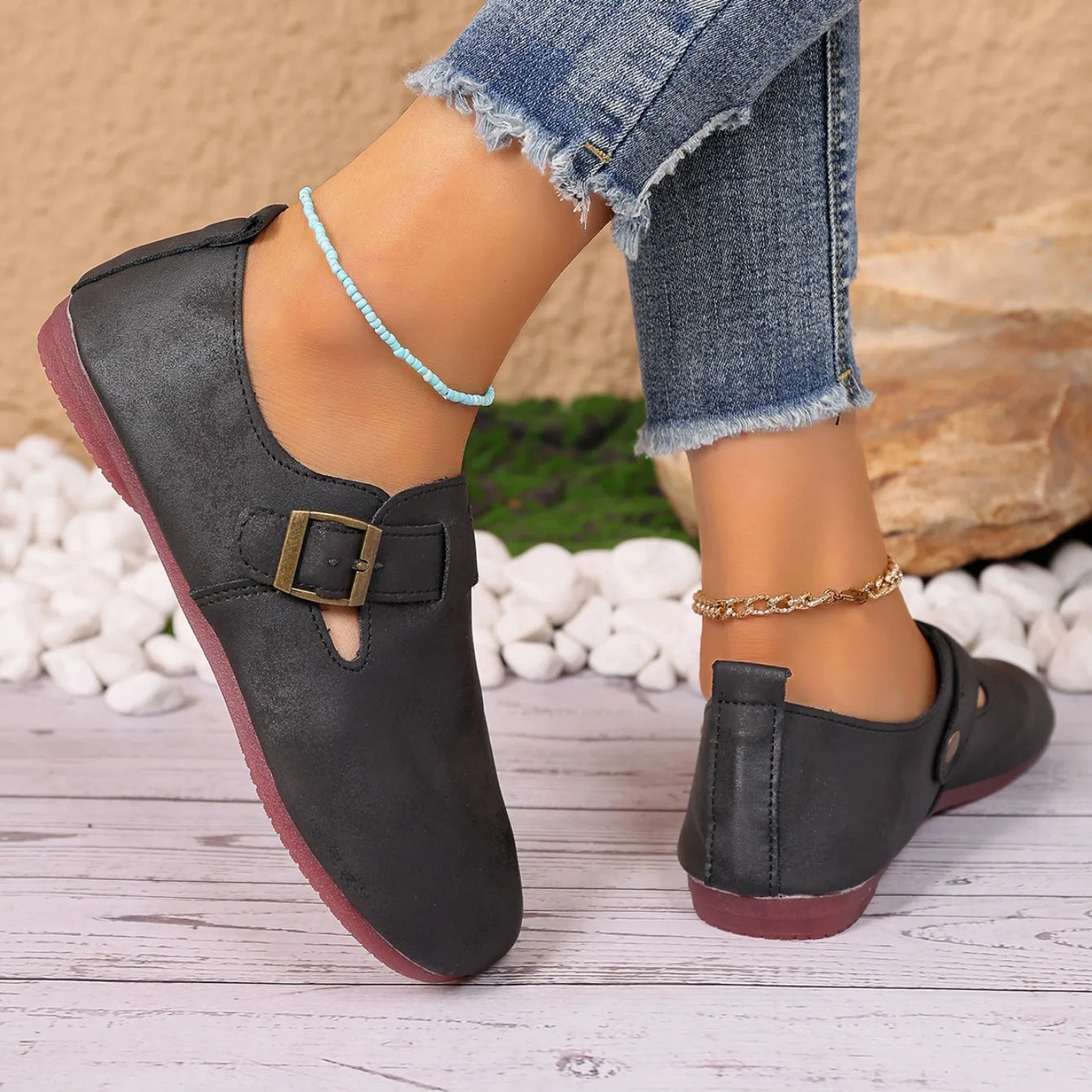Sabot pour femme en cuir Suède Boston Lorne fermé | Noir Profond