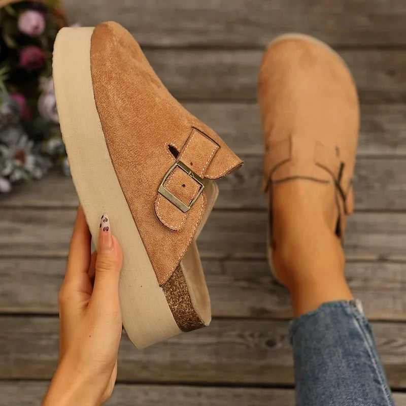 Sabot pour femme Suède à talon léger | Marron Caramel