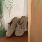 Sabot pour femme en cuir Suède Hudson fermé | Khaki