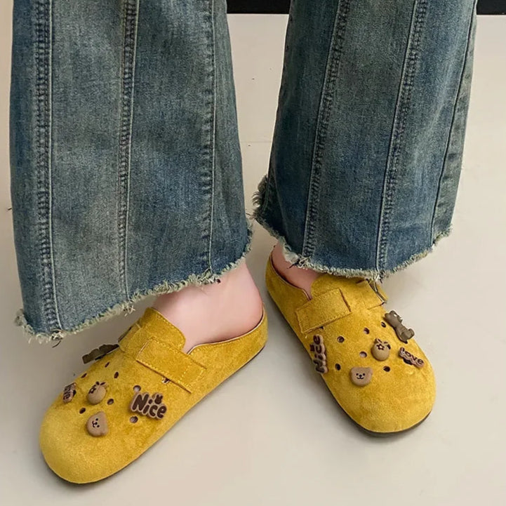 Sabot pour femme en cuir Suède Boston fermé | Jaune