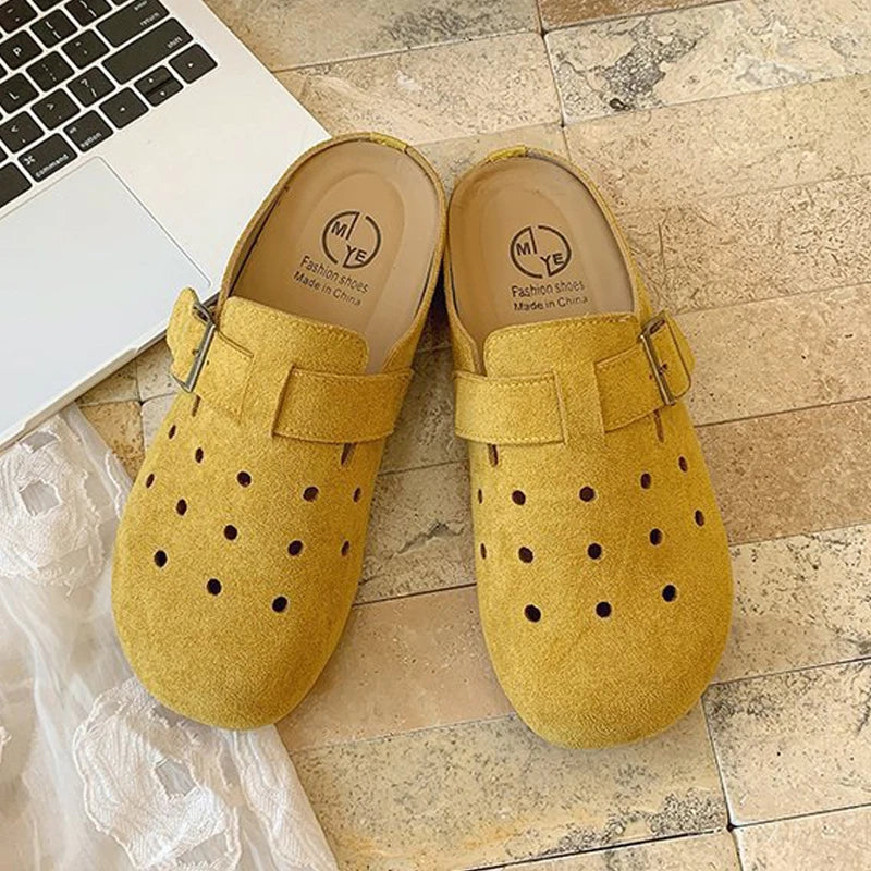 Sabot Suède pour femme ouvert en cuir | Jaune