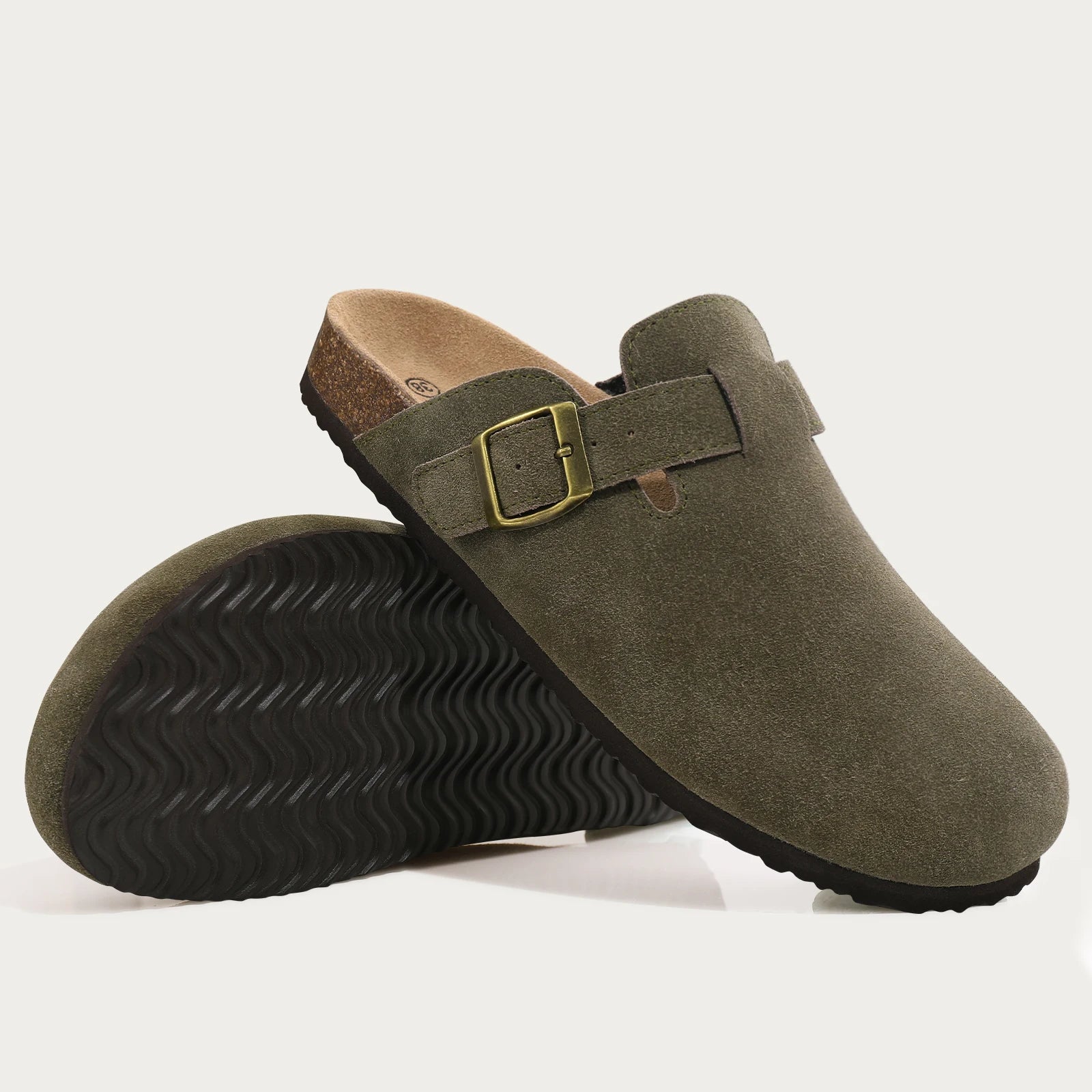 Sabot Suède fermé | vert sombre