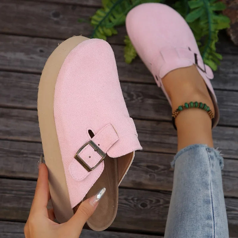 Sabot pour femme Suède à talon léger | Rose