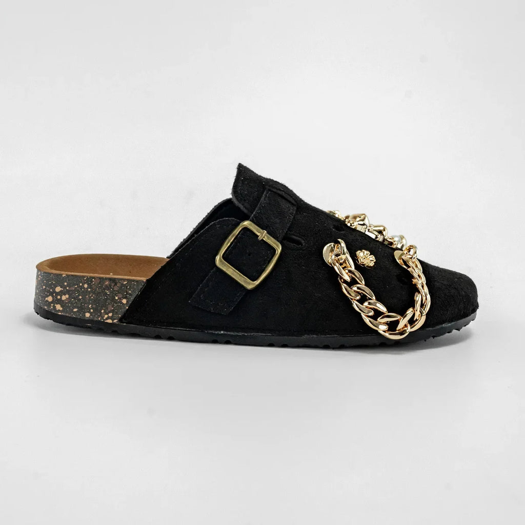 Sabot Suède pour femme en cuir | Noir Profond