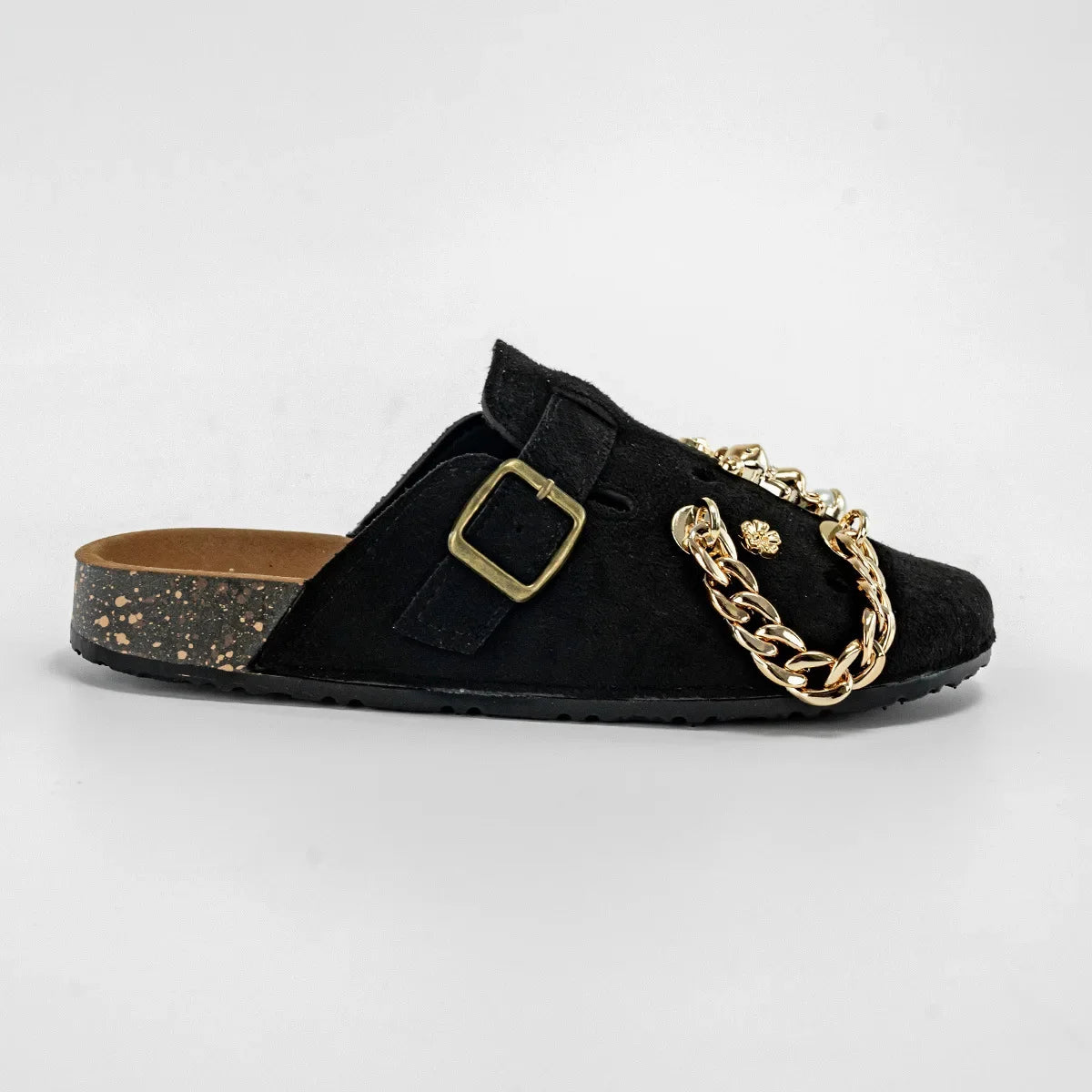Sabot Suède pour femme en cuir | Noir Profond
