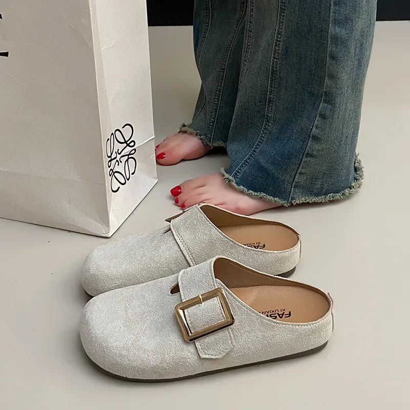 Sabot pour femme en cuir Suède Flint fermé | Blanc