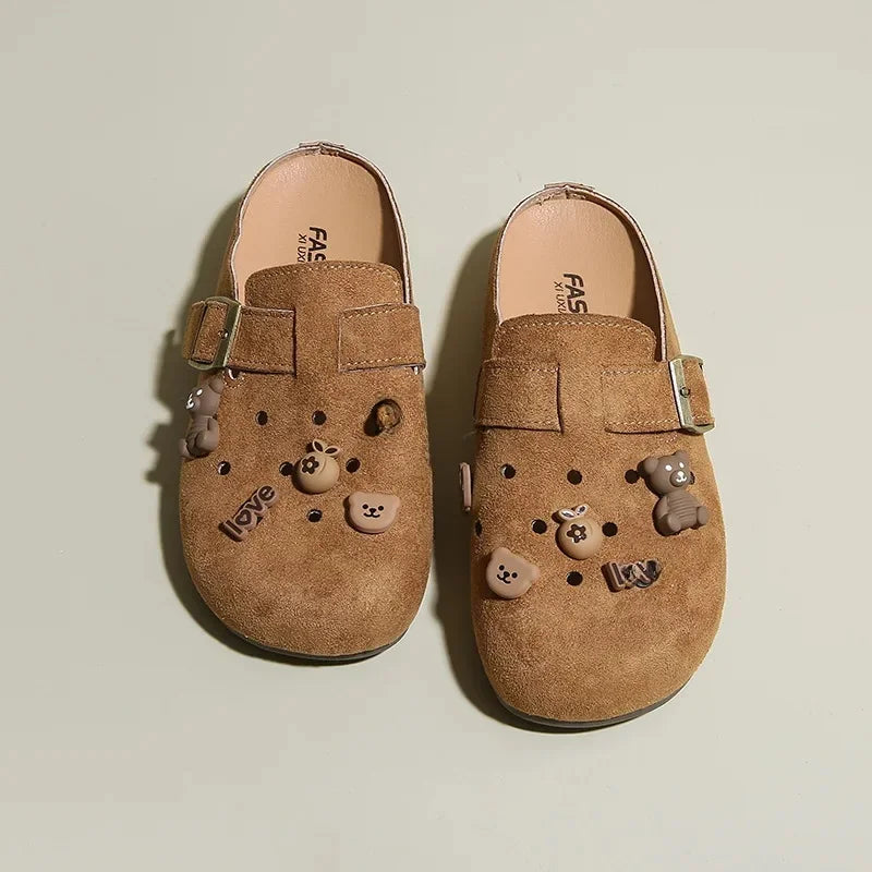 Sabot pour femme en cuir Suède Boston fermé | Brun