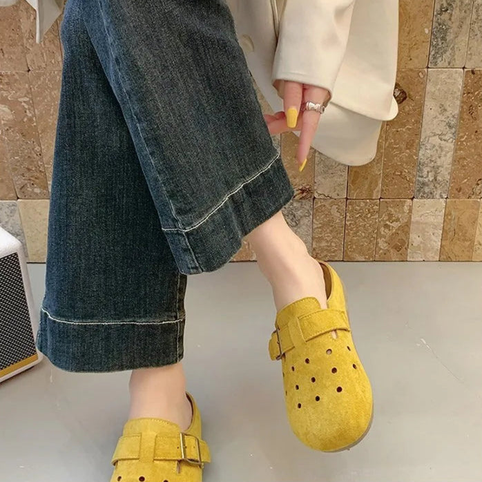 Sabot Suède pour femme ouvert en cuir | Jaune