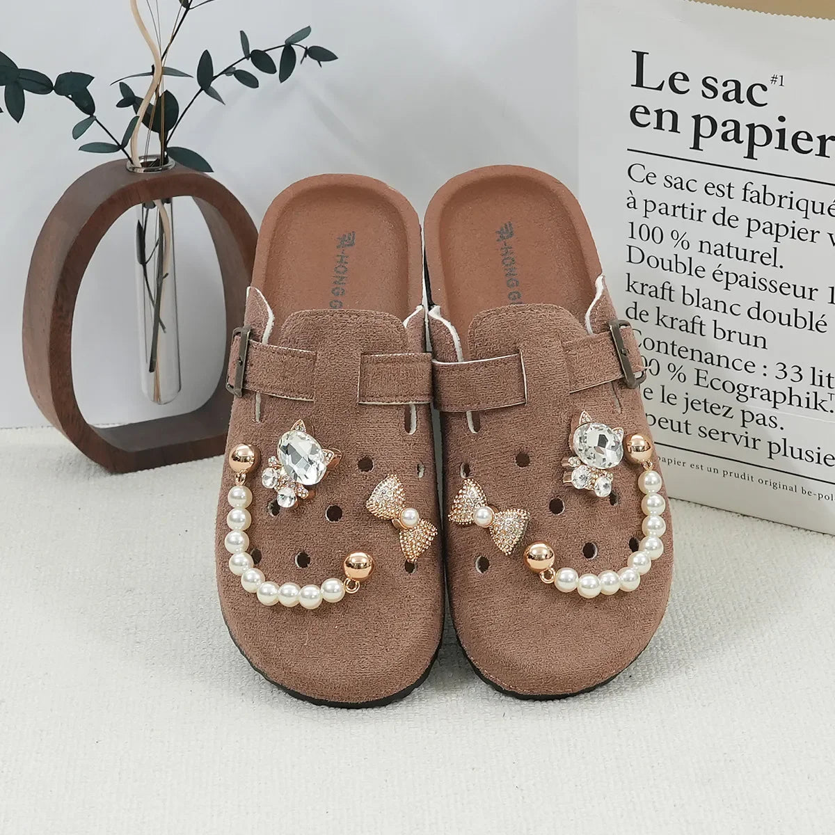 Sabot Suède pour femme en cuir | Khaki