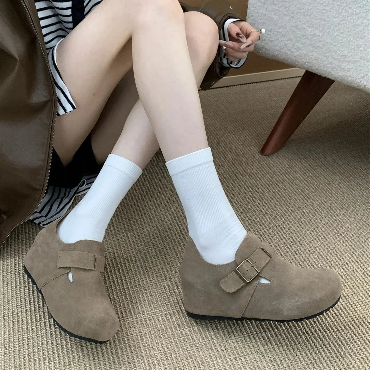 Sabot pour femme en cuir Suède Hudson fermé | Khaki