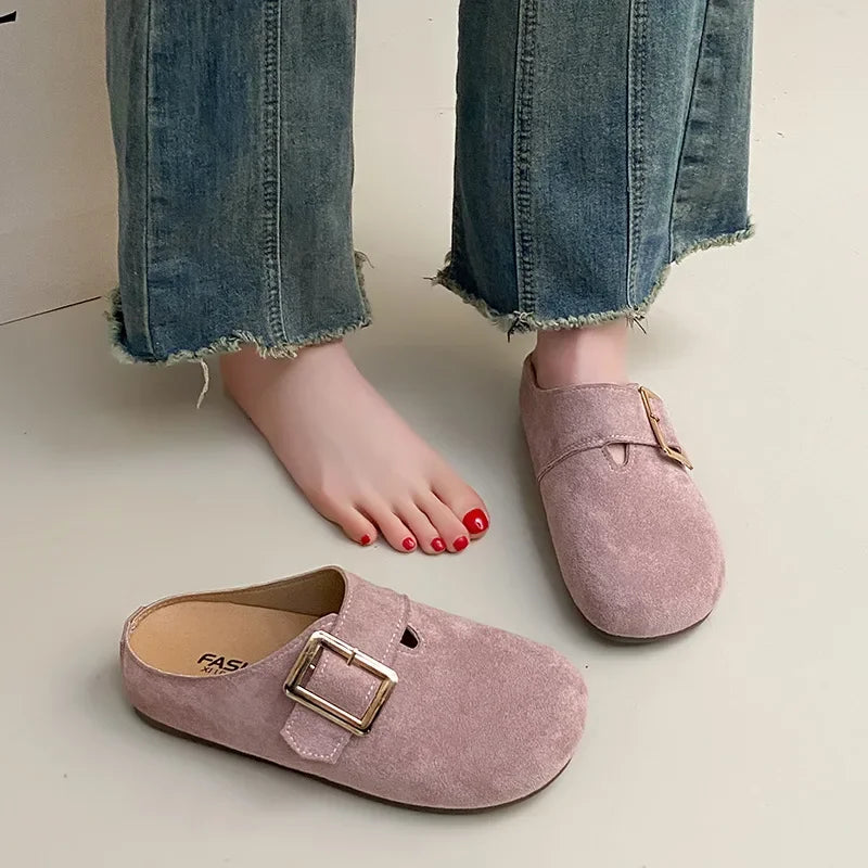 Sabot pour femme en cuir Suède Flint fermé | Rose